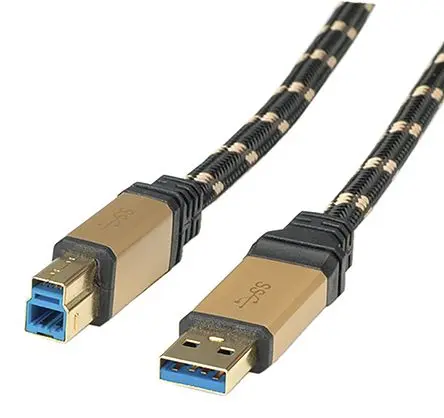 Produktfoto 1 von Roline Stecker ROLINE GOLD USB-Kabel, USB Typ A Stecker / USB B, 800 mm USB 3.0 Schwarz