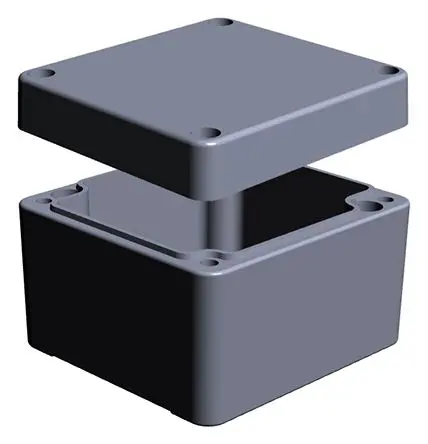 Produktfoto 1 von RS PRO RJ; Gehäuse; Aluminium; Grau; IK09 IP65, IP66, IP67, IP68 Breite 75 mm Höhe 57 mm Länge 75 mm