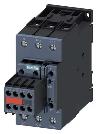 Produktfoto 1 von Siemens 3RT2 Schütz 230V ac-Spule, 3-polig, 690V ac / 50 A 230V ac 22 kW 3 Schließer Motorsteuerung 4-Hilfskontakte