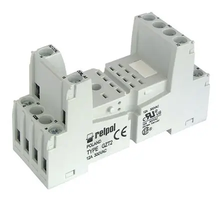 Produktfoto 1 von Relpol Relaissockel zur Verwendung mit R2N-Relais, 8 -Kontakt, DIN-Hutschiene, 300V ac
