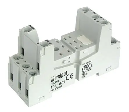 Produktfoto 1 von Relpol Relaissockel zur Verwendung mit R3N-Relais, 11 -Kontakt, DIN-Hutschiene, 300V ac