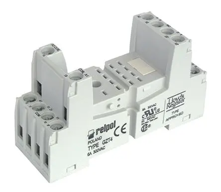 Produktfoto 1 von Relpol Relaissockel zur Verwendung mit Relais R4N, Relais T-R4, 14 -Kontakt, DIN-Hutschiene, 300V ac