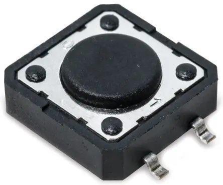 Produktfoto 1 von C & K IP40 Taster SPST Taste, SMD Gull-Wing 50mA Tastend Schwarz Oberfläche B. 12mm L. 12 mm