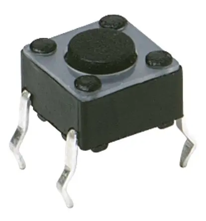 Produktfoto 1 von C & K IP40 Taster SPST Taste, Klemme 50mA Tastend Schwarz Oberfläche B. 6mm L. 6 mm