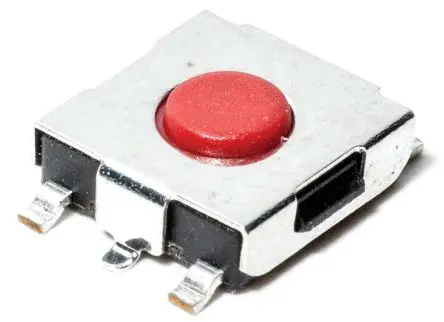 Produktfoto 1 von C & K IP40 Taster SPST Taste, SMD Gull-Wing 50mA Tastend Rot Oberfläche B. 6.3mm L. 6.4 mm