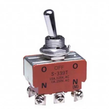 Produktfoto 1 von NKK Switches Panel Kippschalter 2-poliger Wechsler, Ein-Aus-Ein, 30 V dc, 250 V ac, 15A, IP40, Schraube