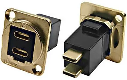 Produktfoto 1 von RS PRO, Gerade Feedthrough USB-Durchführung Buchse/Stecker USB Typ C 2, Panel IP40