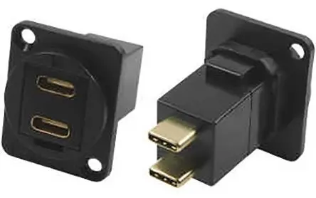 Produktfoto 1 von RS PRO, Gerade Feedthrough USB-Durchführung Buchse/Stecker USB Typ C 2, Panel IP40