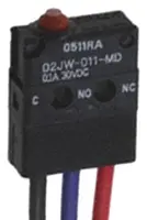Produktfoto 1 von Omron Mikroschalter Stiftstößel-Betätiger Vorverdrahtet, 1-poliger Umschalter, 600 V ac, 30 V dc, 0.1A IP67 2.45N -40 °C