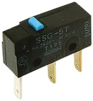 Produktfoto 1 von Omron Subminiatur-Mikroschalter Stiftstößel-Betätiger Schnellverbindung, 1-poliger Umschalter, 250 V ac, 30 V dc, 5A