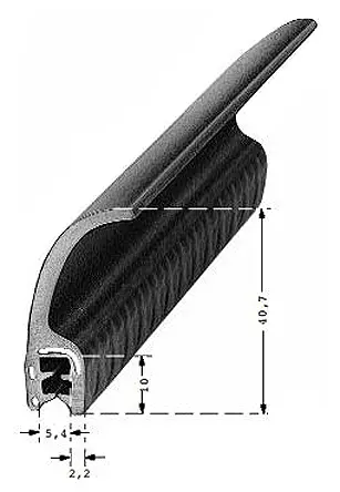Produktfoto 1 von RS PRO Türdichtung, Kantenschutz, Ethylen-Propylen-Dien-Monomer, Schwarz, B. 5.4 mm, H. 40.7 mm, L. 20 m