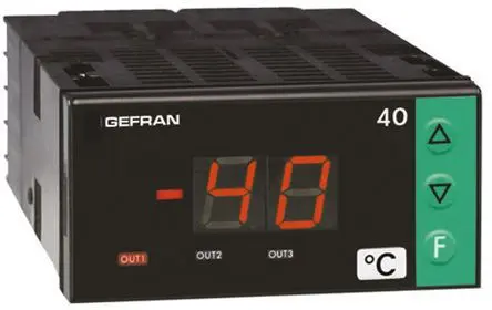 Produktfoto 1 von Gefran 40T72 Ein-Aus-Temperaturregler Panel 1, 2 x Relais Ausgang/ Thermoelement, Typ K Eingang 27 V dc, 27V ac Ein-Aus