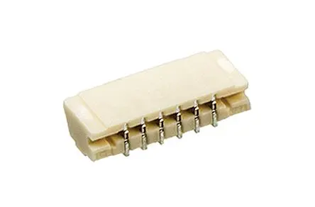 Produktfoto 1 von JST XSR Leiterplattenleiste Gerade, 6-polig / 1-reihig, Raster 0.6 mm Raster Oberfläche, Kabel-Platine, Ummantelt