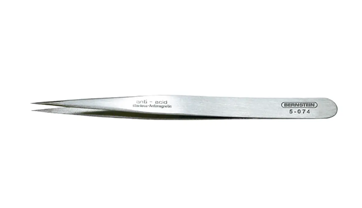 Produktfoto 1 von Bernstein Edelstahl Pinzette, 120 mm Gerade, Spitze , Spitze Spitz Antimagnetisch
