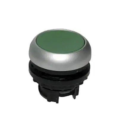 Produktfoto 1 von Eaton M22 Drucktastenkopf Ø 22 mm, Grün Tastend Rund Rund Kunststoff, IP67