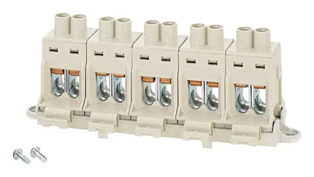 Produktfoto 1 von HENSEL DK Kupfer Klemmblock ohne Sicherung 102A Weiß 5-polig Schraubbefestigung 6 to 25 mm²