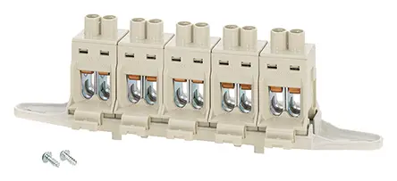 Produktfoto 1 von HENSEL DK Kupfer Klemmblock ohne Sicherung 102A Weiß 5-polig Schraubbefestigung 6 to 35 mm²