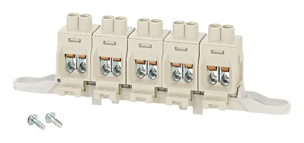 Produktfoto 1 von HENSEL DK Kupfer Klemmblock ohne Sicherung 63A Weiß 5-polig Schraubbefestigung 2.5 to 16 mm²