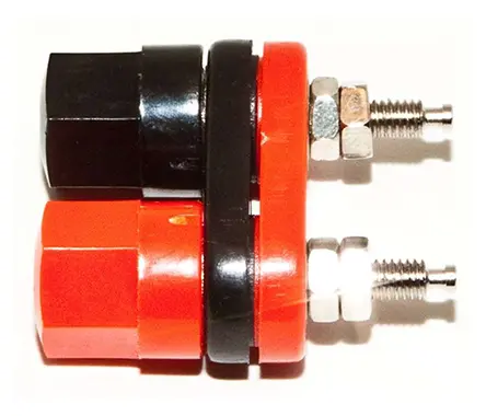 Produktfoto 1 von Mueller Electric 15A Polklemme Buchse vernickelt, Schwarz, Rot Messing, 3 kV 11.99 mm