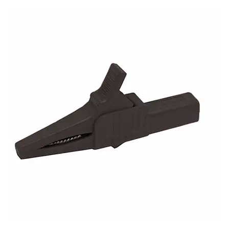 Produktfoto 1 von Mueller Electric Vernickelte 7 mm Krokodilklemme, Schwarz Nylon Isoliert