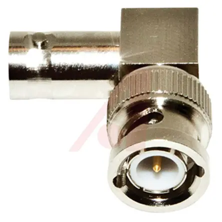 Produktfoto 1 von Mueller Electric HF Adapter, 50 Ω, gewinkelt Buchse Buchse, Koaxial Nennspannung