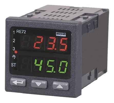 Lumel RE72 PID Temperaturregler Frontplattenmontage, 2 x Strom/Spannung Ausgang 253V ac/dc Ein-Aus