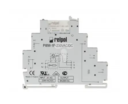Produktfoto 1 von Relpol PIR6W Interface Relais 230V ac, 1-poliger Umschalter DIN-Hutschiene 6A