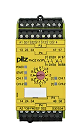 Produktfoto 1 von Pilz PNOZ XV3P Sicherheitsrelais 24V dc 2-Kanal 3 Sicherheitskontakte Not-Aus 2 Hilfsschalter Automatisch & Manuell