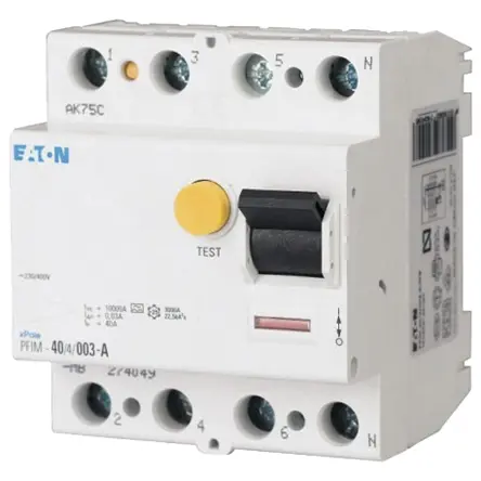 Produktfoto 1 von Eaton PFIM RCD/FI, 4-polig, 25A, 30mA Typ AC PFIM IEC/EN 61008 400V ac