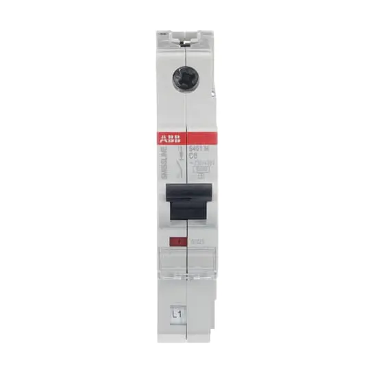 Produktfoto 1 von ABB S401M Miniaturüberlastschalter Typ C, Pol 1-polig 6 A 254 V ac, Abschaltvermögen 25 kA 12 V dc