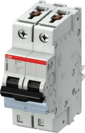 Produktfoto 1 von ABB S402M-D6 Miniaturüberlastschalter Typ D, Pol 2-polig 6A 400V ac, Abschaltvermögen 10 kA SMISSLINE TP