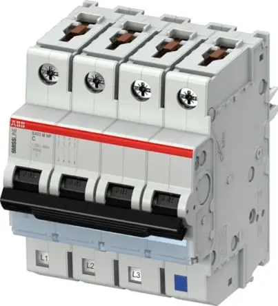 Produktfoto 1 von ABB S403M-C2NP Miniaturüberlastschalter Typ C, Pol 4-polig 2A 415V ac, Abschaltvermögen 25 kA SMISSLINE TP