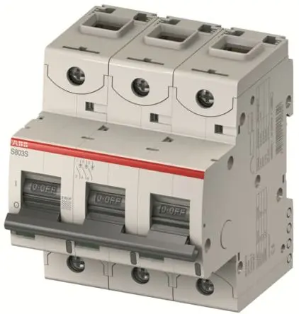 Produktfoto 1 von ABB S800C Miniaturüberlastschalter Typ C, Pol 3-polig 50A 415V ac, Abschaltvermögen 25 kA High Performance 375 V dc