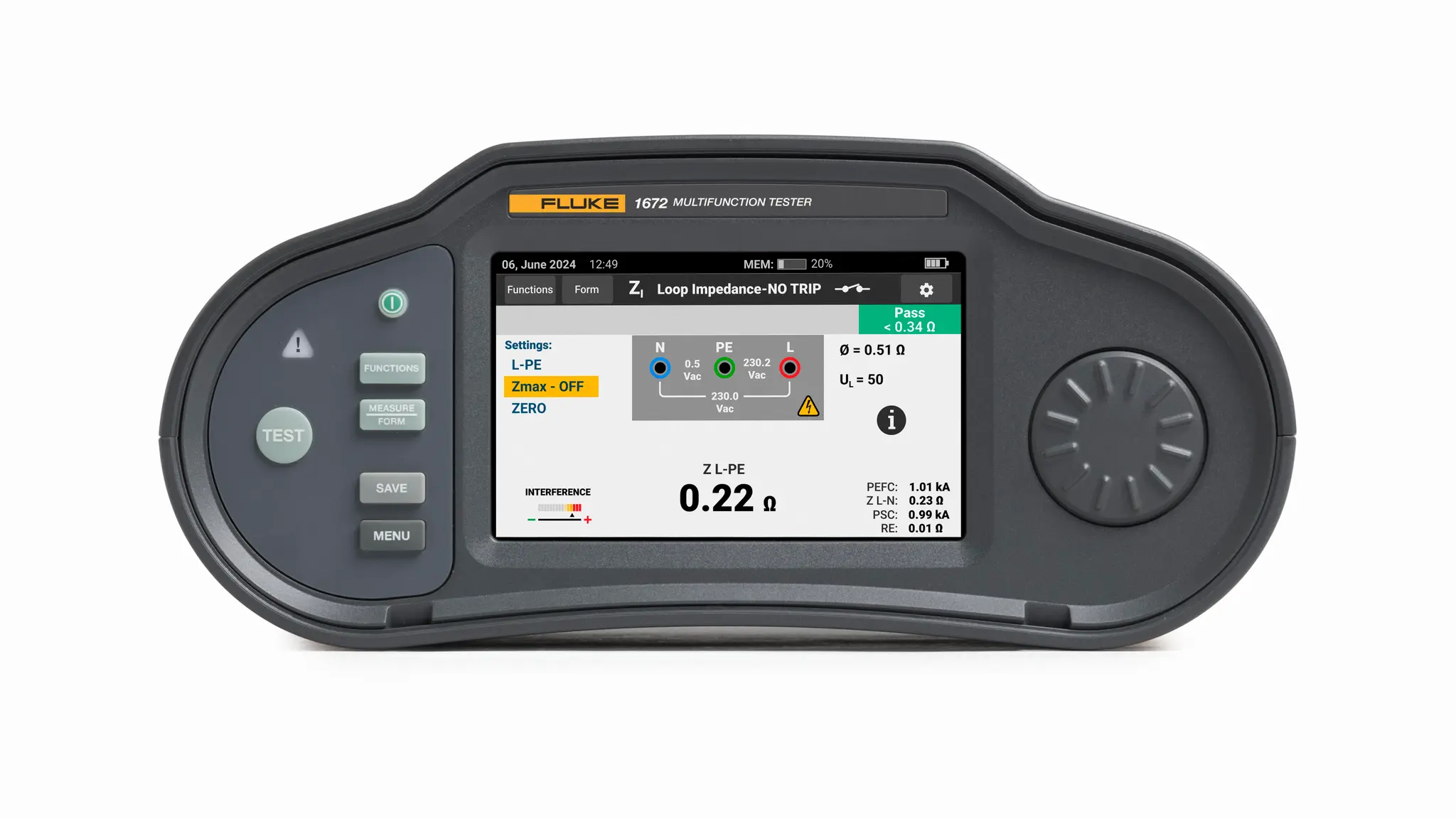 Produktfoto 1 von Fluke 1672 Installationstester Erdungsimpedanz ohne Auslösung autom.RCD Test Ohne Auslösung 100 V, 250 V, 500 V, 1000 V