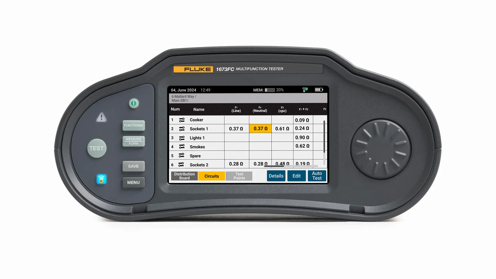 Produktfoto 1 von Fluke 1673 Installationstester Erdungsimpedanz ohne Auslösung autom.RCD Test Ohne Auslösung 50 V, 100 V, 250 V, 500 V,