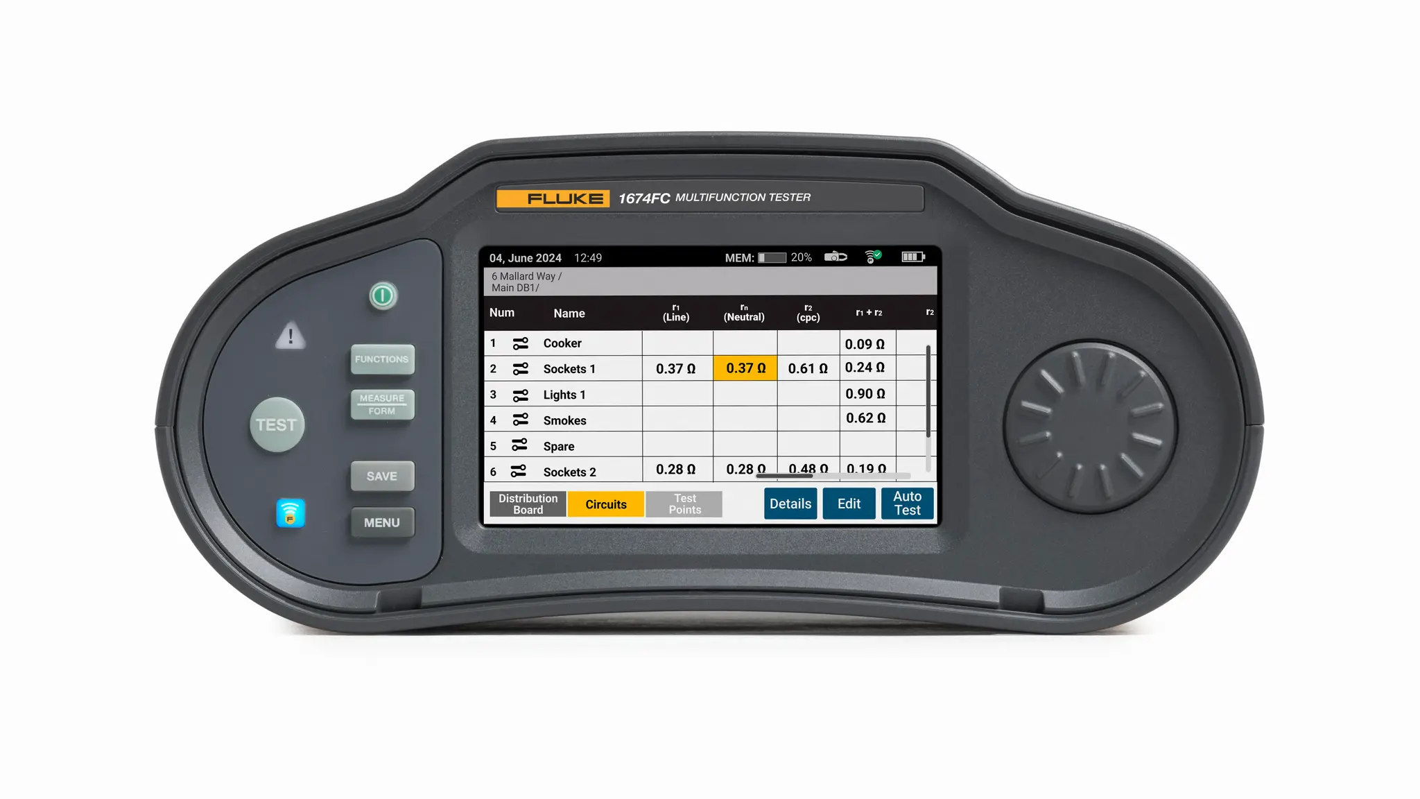 Produktfoto 1 von Fluke 1674 Installationstester Erdungsimpedanz ohne Auslösung autom.RCD Test Ohne Auslösung 50 V, 100 V, 250 V, 500 V,