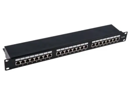 Produktfoto 1 von RS PRO RJ-Rangierfeld Cat5e 24 Anschl. RJ45 STP, 1 U, Schwarz