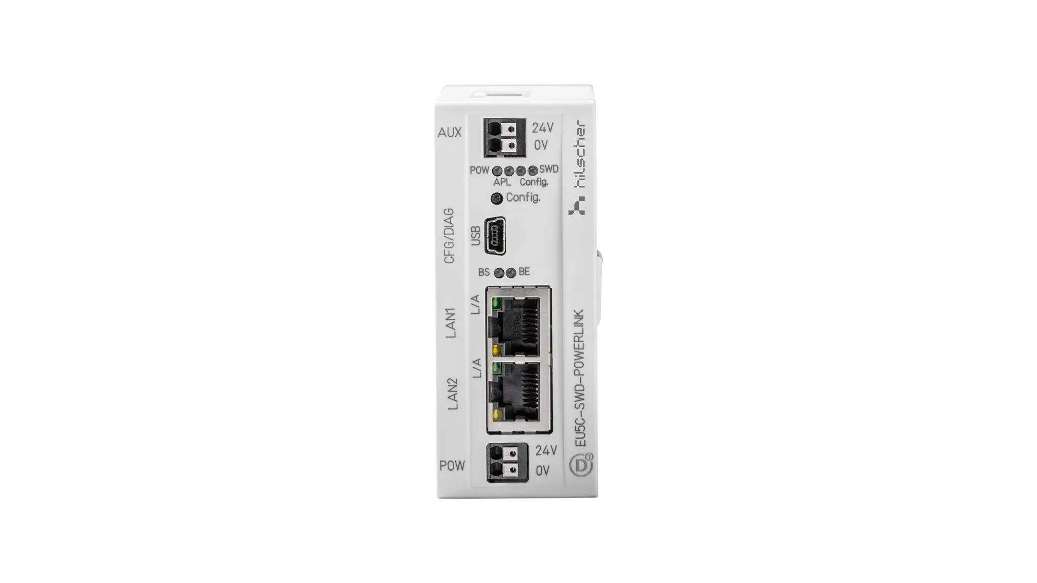 Produktfoto 1 von Hilscher EU5C-SWD 2 x POWERLINK-gesteuerter Knoten Eingang / 1 x SmartWire-DT Master Ausgang 24 V DC