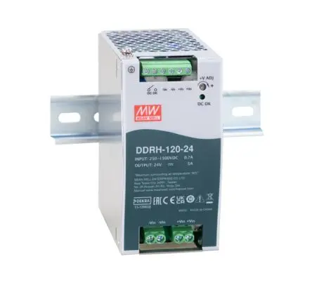 Produktfoto 1 von MEAN WELL DDRH DC/DC Konverter, 12V dc OUT 8.4 A DIN-Hutschiene 1500V dc 4 kV ac 100 W -40 °C 80 °C