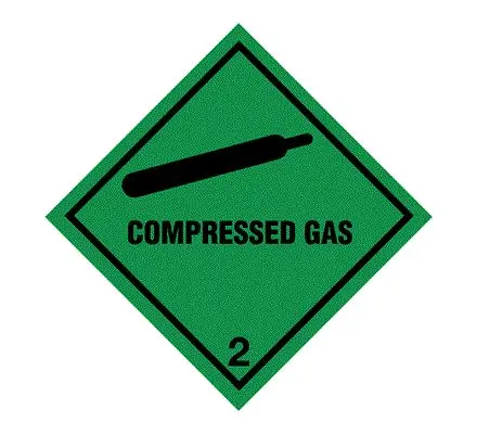 Produktfoto 1 von RS PRO Schild mit Piktogramm: Compressed Gas, Polyester Selbstklebend Englisch, B 100 mm, H 100 mm