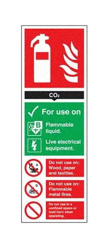 Produktfoto 1 von RS PRO Brandschutzzeichen Polyester Extinguisher For Use On, Englisch Selbstklebend