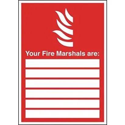 Produktfoto 1 von RS PRO Brandschutzzeichen Polyester Your Fire Marshals Are, Englisch Selbstklebend