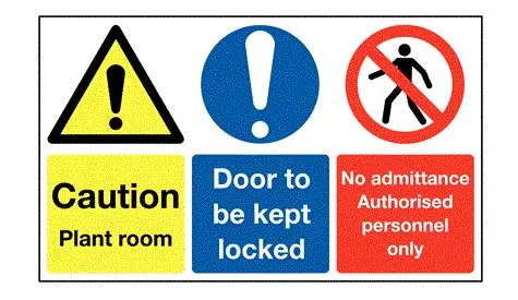 Produktfoto 1 von RS PRO Gefahren-Warnschild, Polyester Selbstklebend Englisch 'Kein unbefugter Zutritt' 'Door To Be Kept Locked, No