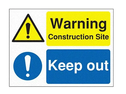 Produktfoto 1 von RS PRO Gefahren-Warnschild, Polyester Selbstklebend Englisch 'Warnung Hinweisschild „Baustelle. Zutritt verboten.'