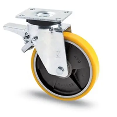 Produktfoto 1 von RS PRO Drehlager Lenkrolle, Rad ø 200mm, 800kg, Ges H. 135mm, 135 x 110mm, Einfachbolzen, Polyurethan-Material inkl