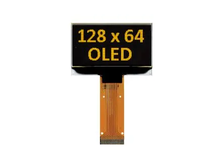 Produktfoto 1 von Midas Gelb OLED-Display 128 x 64 Pixel, 35.052 x 17.516 mm Passiv-Matrix COT I2C, Parallel, SPI