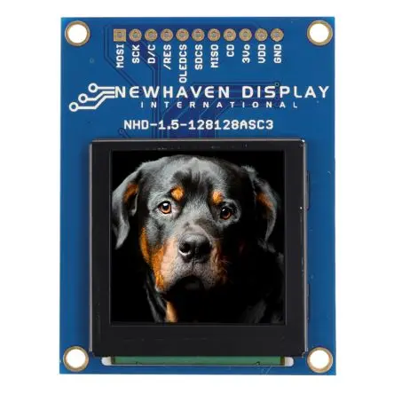 Produktfoto 1 von NEWHAVEN DISPLAY INTERNATIONAL 1.5 Zoll OLED-Display 128 x 128 Pixel, 28 x 28 mm / 1:1 TFT-Matrix Leiterplatte Parallel