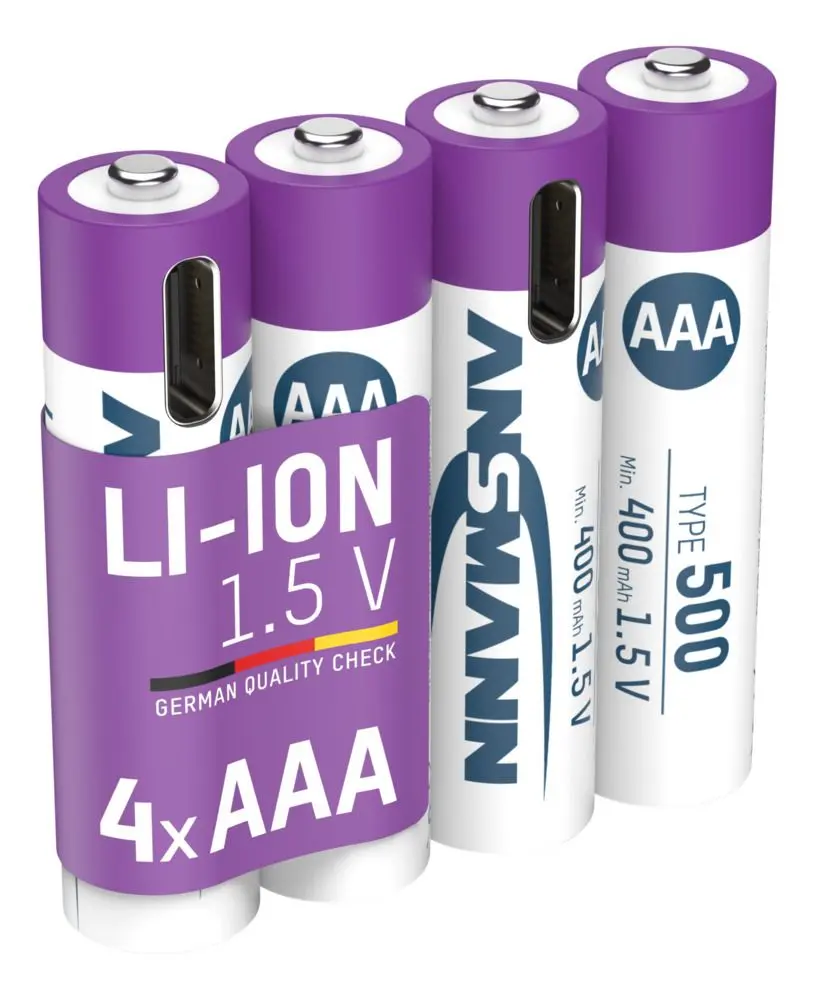 Produktfoto 1 von Ansmann Ansmann Li-Ion AAA Batterie, Li-Ion, 1.5 V, 500 mAh, 45 °C, 0 °C