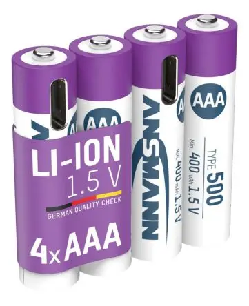 Produktfoto 1 von Ansmann Ansmann Li-Ion AAA Batterie, Li-Ion, 1.5 V, 500 mAh, 45 °C, 0 °C