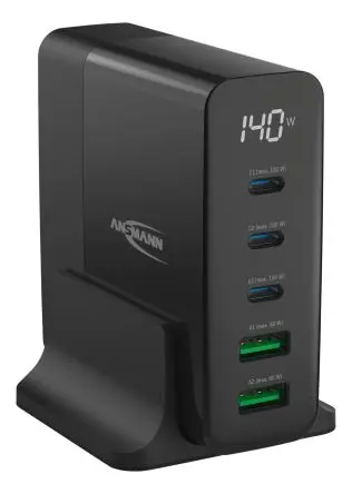 Produktfoto 1 von Ansmann 140 W DC5140PD 5 AC/DC-Adapter USB C, USB UK, EU 5 A, 20V dc, 5 V dc